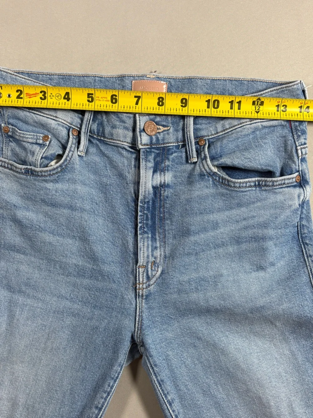 Mother Denim The Insider Sneak Fray Denim Jeans High Rise Straight Leg Size 28 - Picture 7 of 12